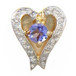 B3774 14K ROUND TANZANITE & DIAMOND SLIDE 